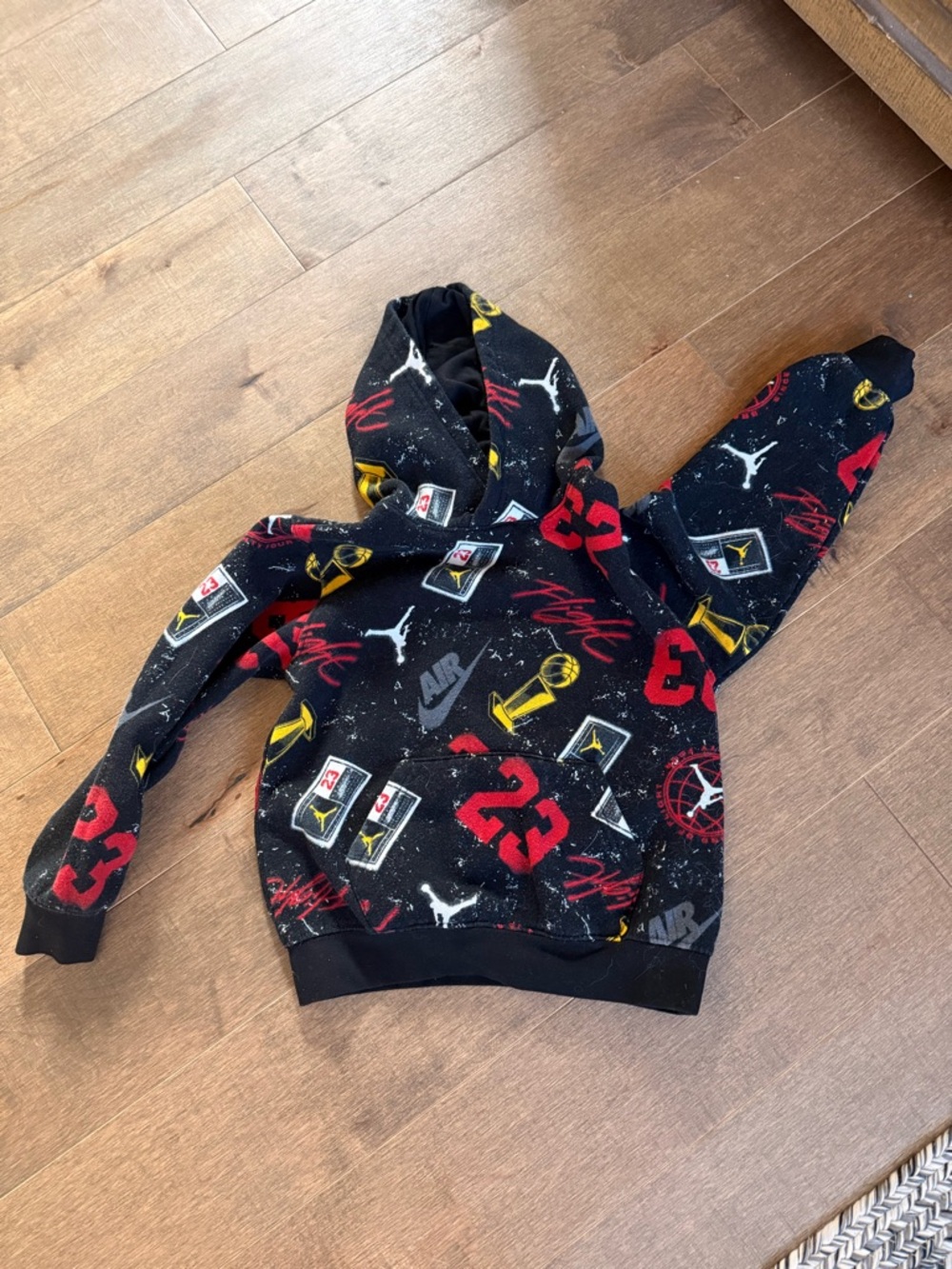 Boy Jordan Black & Red Basketball Graphic Hoodie
